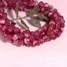 6MM: 10 perles régalite rose framboise  marbrée ronde