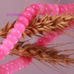 10 perles de  jade naturels  bouliers lisse teintées rose bonbon 8x5mm