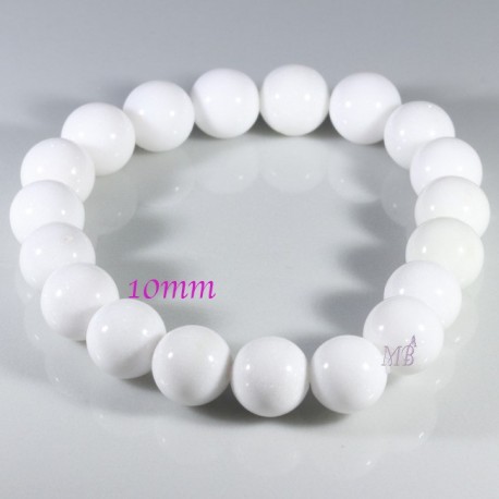 10 perles pierre jade ronde blanches opaque diamètre 10mm
