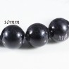 10 perles pierre jade ronde  noire teintées diamètre 10mm