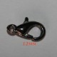 10 fermoirs gris anthracite/noir mousqueton   diamètre  12mm