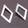 8pendentifs losange incurvés plaqué argent lisse diamètre 41x20mm