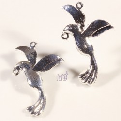 5 breloques connecteur oiseau plaqué argent dimension 30x20mm