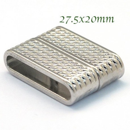 1 fermoir  magnétique tresse platine pour cuir 27.5x20mm