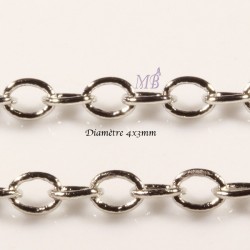 1 Mètre chaîne maillon soudé argenté MAT ovale lisse 024Y  4x3mm