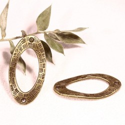 6 connecteurs ovale ondulés couleur bronze ethnique 36x18mm