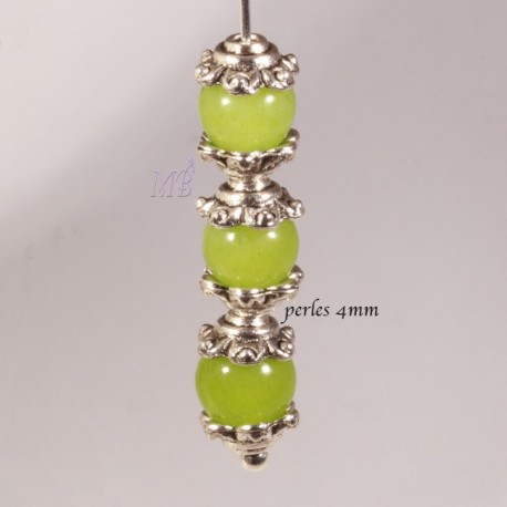 20 calottes fleur couleur argent 6mm pour perles 4/6mm