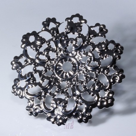10 estampes fleur ronde vif argent ciselés 45mm