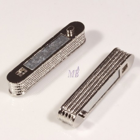 fermoirs magnétique rectangle argenté granulé platine 38x14mm pour bracelet manchette