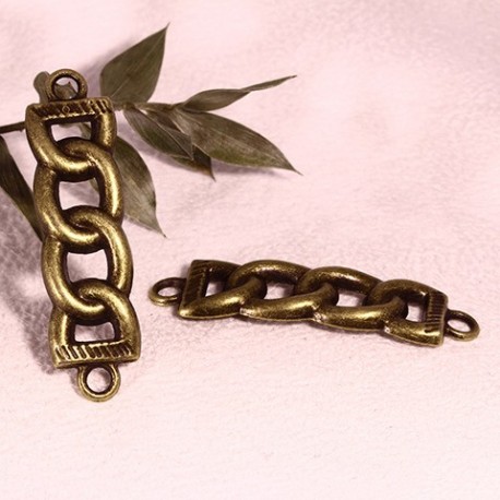 6 connecteurs maillon de chaine couleur bronze 44x12mm