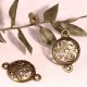 10 connecteurs intercalaire rond demi-dome  bronze ethnique  24x15.5mm