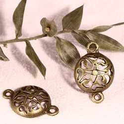 10 connecteurs intercalaire rond demi-dome  bronze ethnique  24x15.5mm