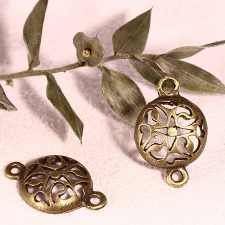 10 connecteurs intercalaire rond demi-dome  bronze ethnique  24x15.5mm