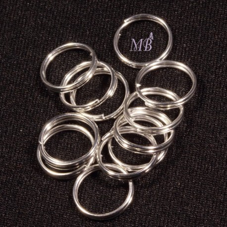 50 anneaux double métal argenté silver vif diamètre 8mm
