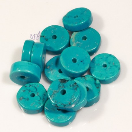 10 perles palets turquoise bleu vert 9mm
