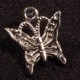 10  breloques papillon argentés relief plat 18x15mm