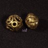 6 perles laiton bronze ciselée ethnique 12mm