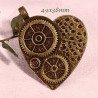 pendentifs coeur steampunk bronze à harmoniser 49x38mm x2