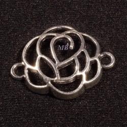 6 connecteurs fleur filigrane laiton argenté 24x18mm