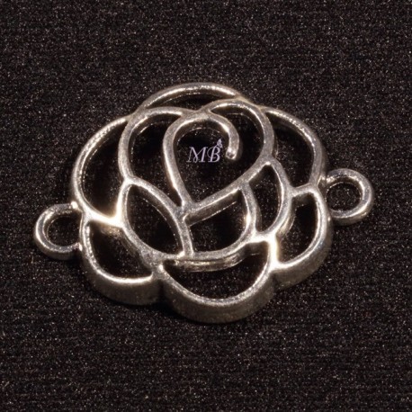 6 connecteurs fleur filigrane laiton argenté 24x18mm