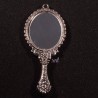x1 breloque pendentif miroir laiton couleur argent 72x37mm