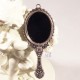 x1 breloque pendentif miroir laiton couleur argent 72x37mm