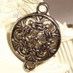 6 connecteurs argenté rond étoile  diamètre 11x23mm