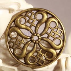 10 connecteurs rond bronze filigrane arabesque ethnique  24mm