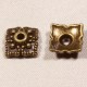 10 calottes carré à picots  couleur bronze 8x8mm pour perles 6/8mm