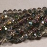 30 perles boulier en verre facettée vert prisme rose/doré  4x3mm