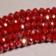 30 perles boulier en verre facettée rouge prisme doré  4x3mm