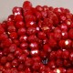 30 perles boulier en verre facettée rouge prisme doré  4x3mm