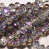 20 perles boulier en verre facettée gris /bleu /or à prisme  6x4mm