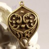2 breloques connecteurs goutte formé d'un coeur bronze réversible 31x21mm