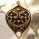 2 breloques connecteurs goutte formé d'un coeur bronze réversible 31x21mm