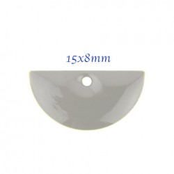 4 sequins demi lune  émaillé laiton gris 15x8mm