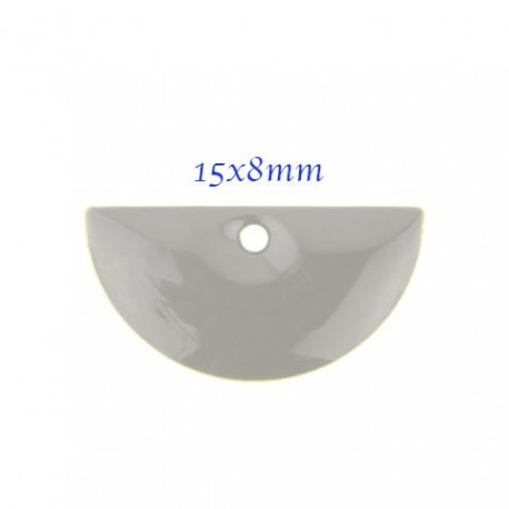 4 sequins demi lune  émaillé laiton gris 15x8mm