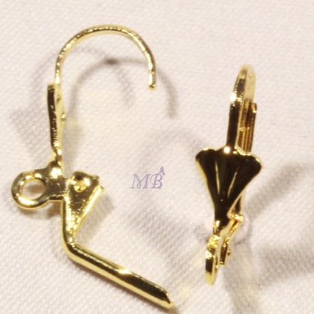 10 boucles d'oreille dormeuse laiton or forme fleur 15x9mm