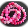 20 perles d'agates givrée aspect craquelées rose /blanc 4mm