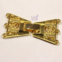 1 fermoir à clips trapèze laiton doré 3rangs 36x19mm