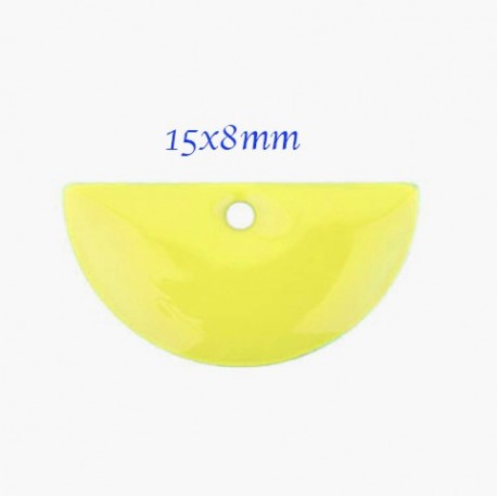 4 sequins demi lune émaillé laiton jaune  15x8mm