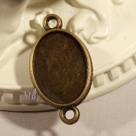 5 Supports cabochon connecteurs couleur bronze 13x18mm