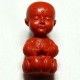 1 bouddha  prieur assis sur fleur  lotus cinabre rouge 36,5x18mm