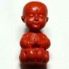 1 bouddha  prieur assis sur fleur  lotus cinabre rouge 36,5x18mm