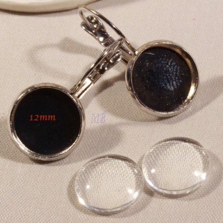 10 boucles d'oreille 12mm  laiton platine