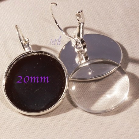 6 boucles d'oreille 20mm laiton argent