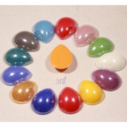 10 cabochons goutte multicolore verre nacré 14x10mm