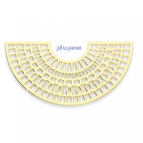 2 estampes GM 38x19mm  demi lune  laiton or 24kt