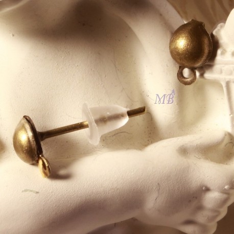 10 boucles d'oreille puce couleur bronze avec embouts 14x7mm