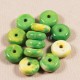20 perles de jade boulier océaniques teintées vert  /jaune  /blanc 8mm